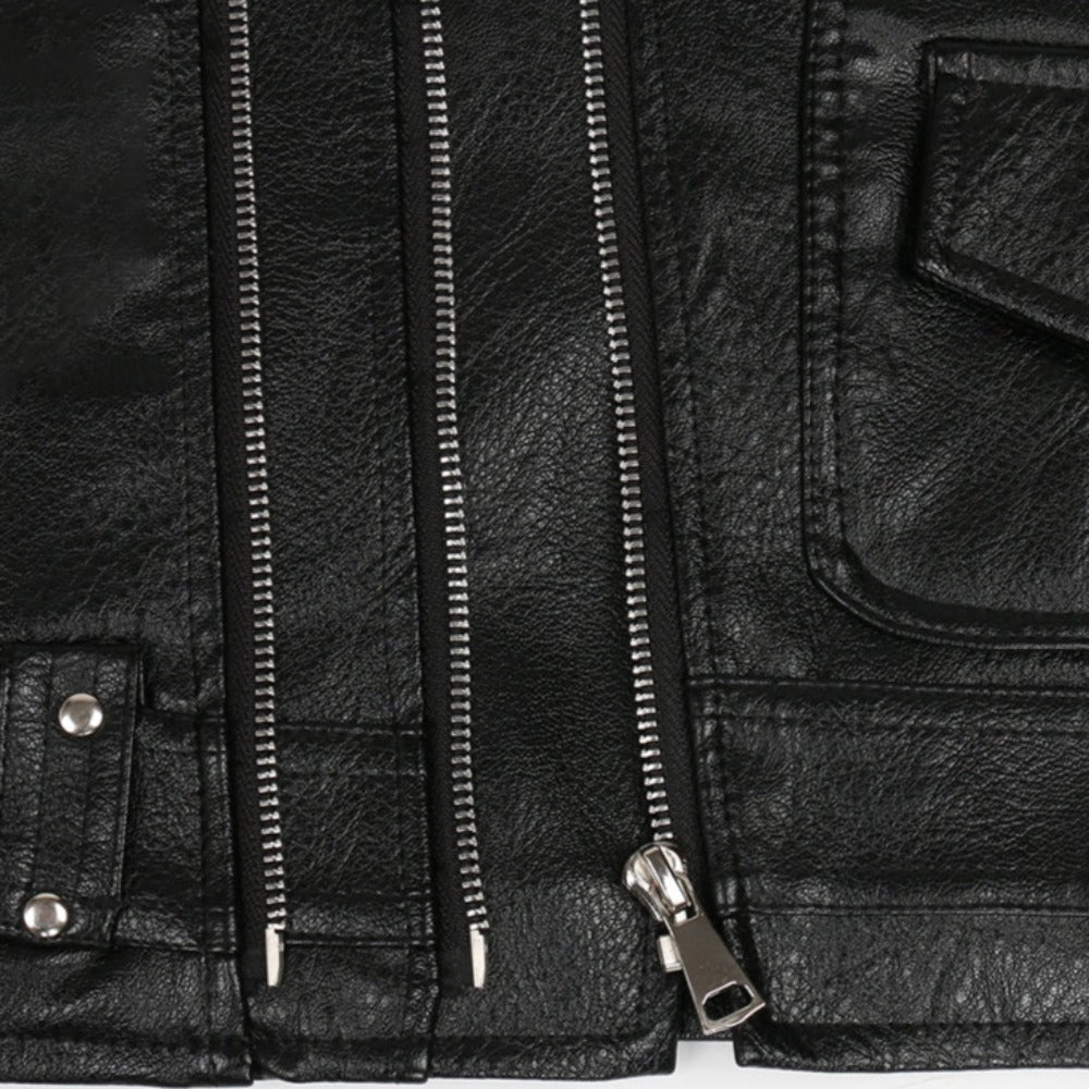 Biker Vintage Zipper Leather Vest (Size M-5XL)
