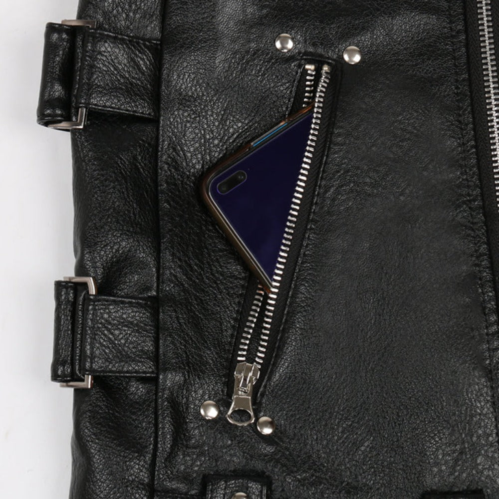 Sleeveless Motorcycle Leather Vest (Size M-5XL)