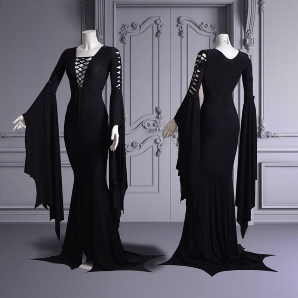 Medieval Witch Morticia Addam Lace Up Dress (3 Colors) S-5XL