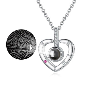 "I Love You" Forever (Heart) 100 Language Micro Projection Necklace