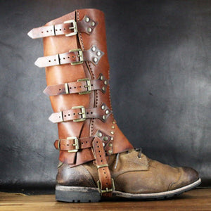 Leather Boot Greaves Shoe Covers Medieval Armor Viking (2 Colors) One Size fits most
