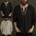 Viking Long Sleeve Lace Up Tunic Vintage Shirt (2 Colors) M-3XL