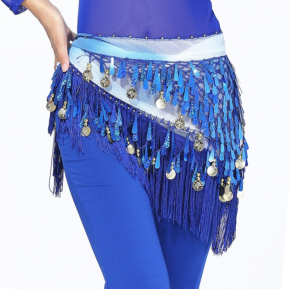 Belly Dance Hip Scarf Tassel Wrap Belt Skirts (9 Colors)