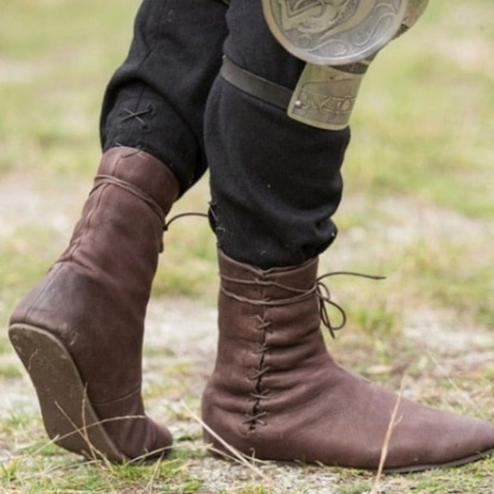 Unisex Medieval Leather Boots Brown