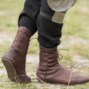 Unisex Medieval Leather Boots Brown