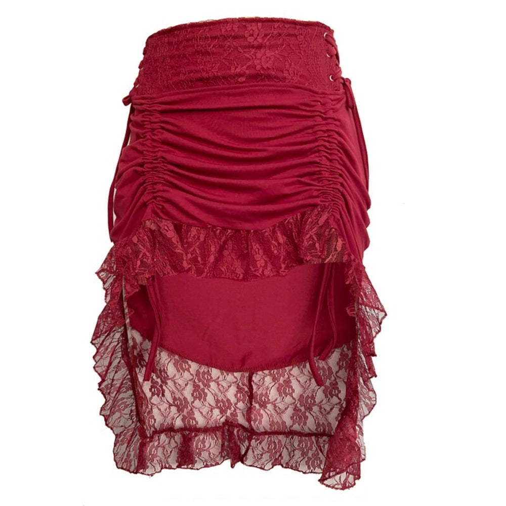 Renaissance High Waist Drawstring Lace Skirt (3 Colors) S-2XL