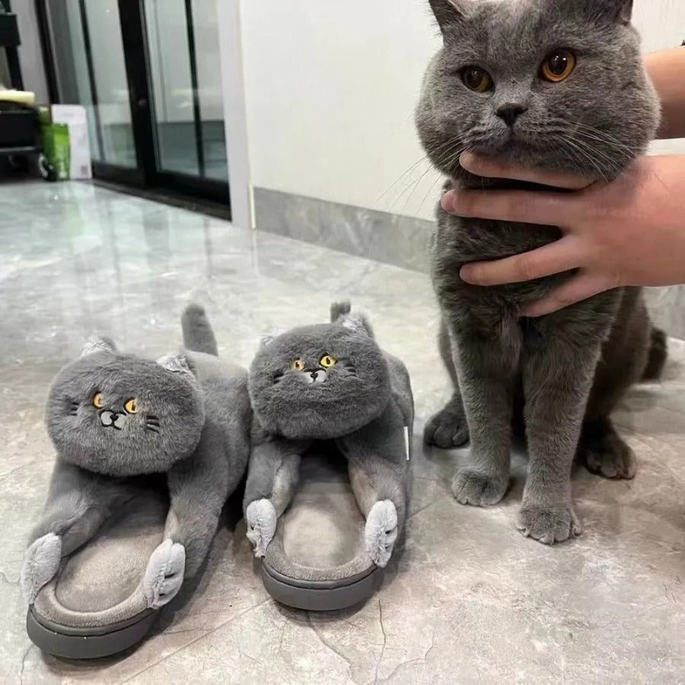 Fur Funny Cat Shoe Fuzzy Slippers (2 Styles) 8 Sizes