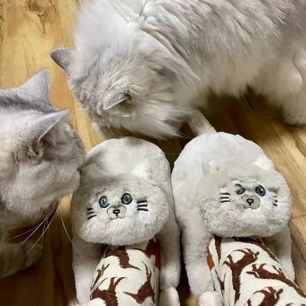Fur Funny Cat Shoe Fuzzy Slippers (2 Styles) 8 Sizes