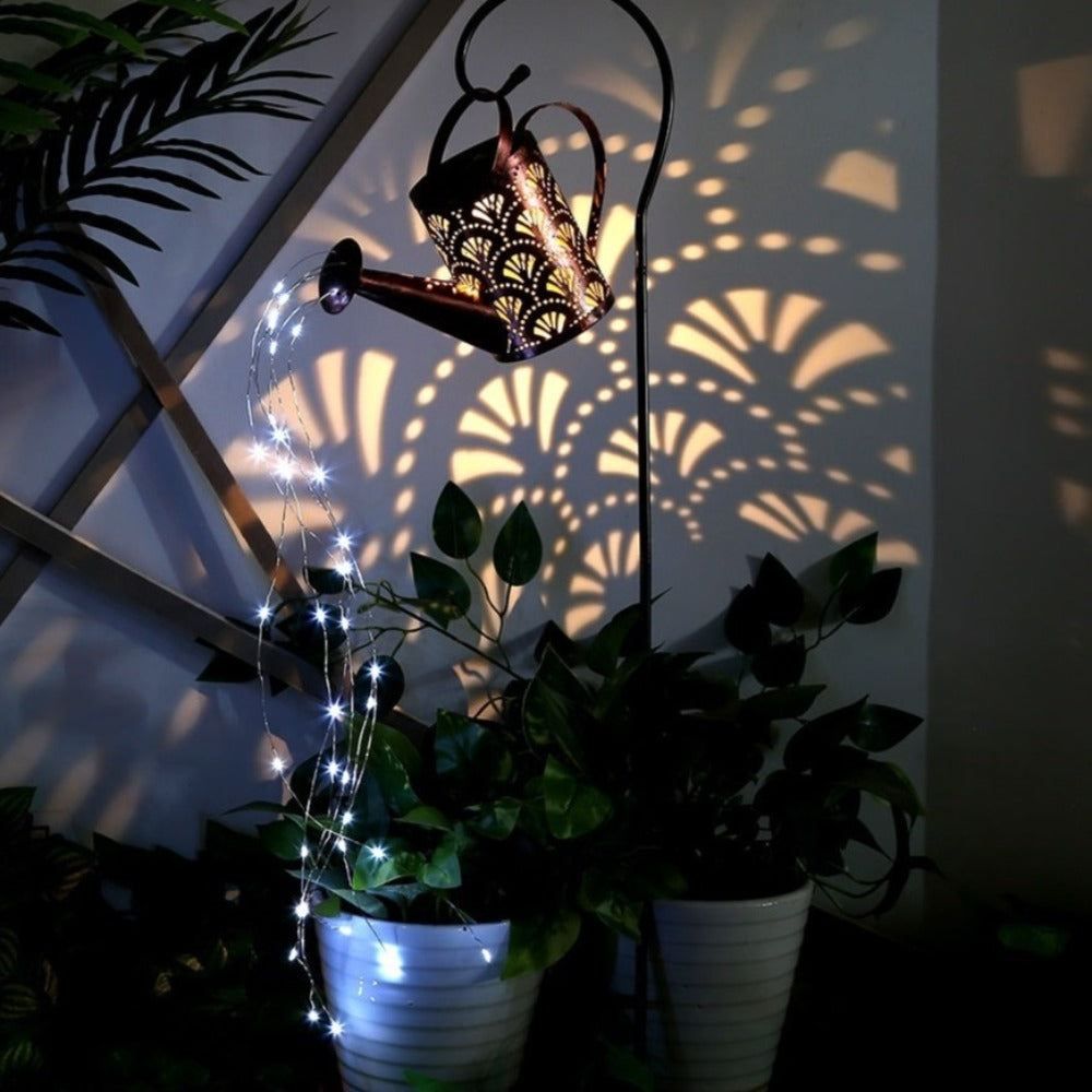 Solar Shower Watering Can Outdoor Fairy Light With Post