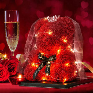 LED Enchanted Rose Wedding Teddy Bear (5 Colors) 25CM - 40CM