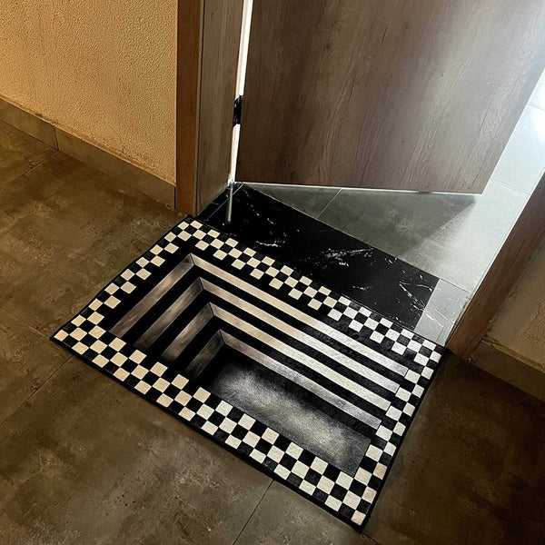3D Vortex Portal Carpet Door Mat Rug Checkerboard Trapdoor Illusion ...