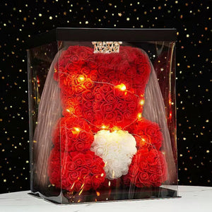 LED Enchanted Rose Wedding Teddy Bear (5 Colors) 25CM - 40CM