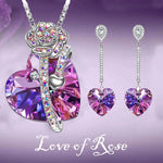 Swarovski® Crystal Rose Heart Pendant Earring Necklace (3 Options)