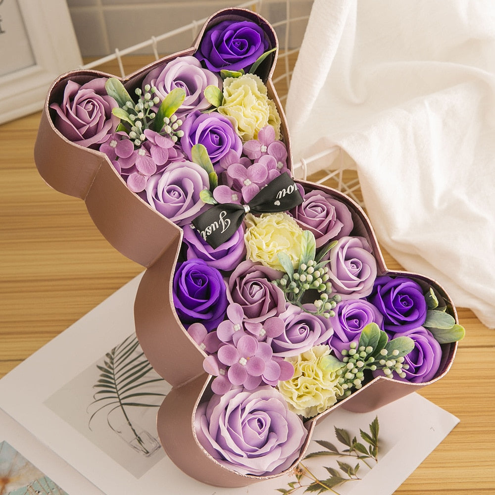 Enchanted Bear Rose Soap Flower Box (3 Colors)