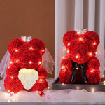 LED Enchanted Rose Wedding Teddy Bear (5 Colors) 25CM - 40CM