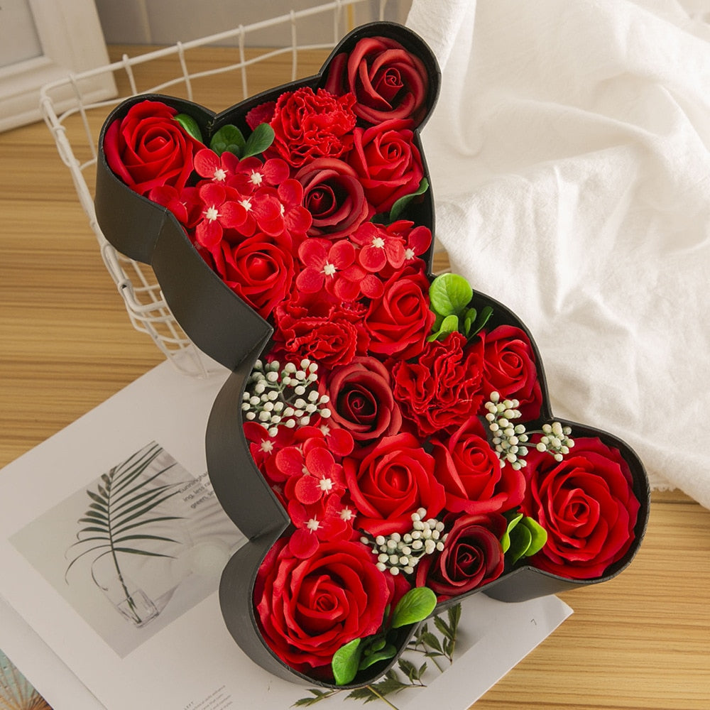 Enchanted Bear Rose Soap Flower Box (3 Colors)