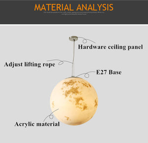 3D Moon Sphere Light Lamp Chandelier (2 Colors) 20CM-60CM
