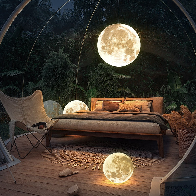 3D Moon Sphere Light Lamp Chandelier (2 Colors) 20CM-60CM
