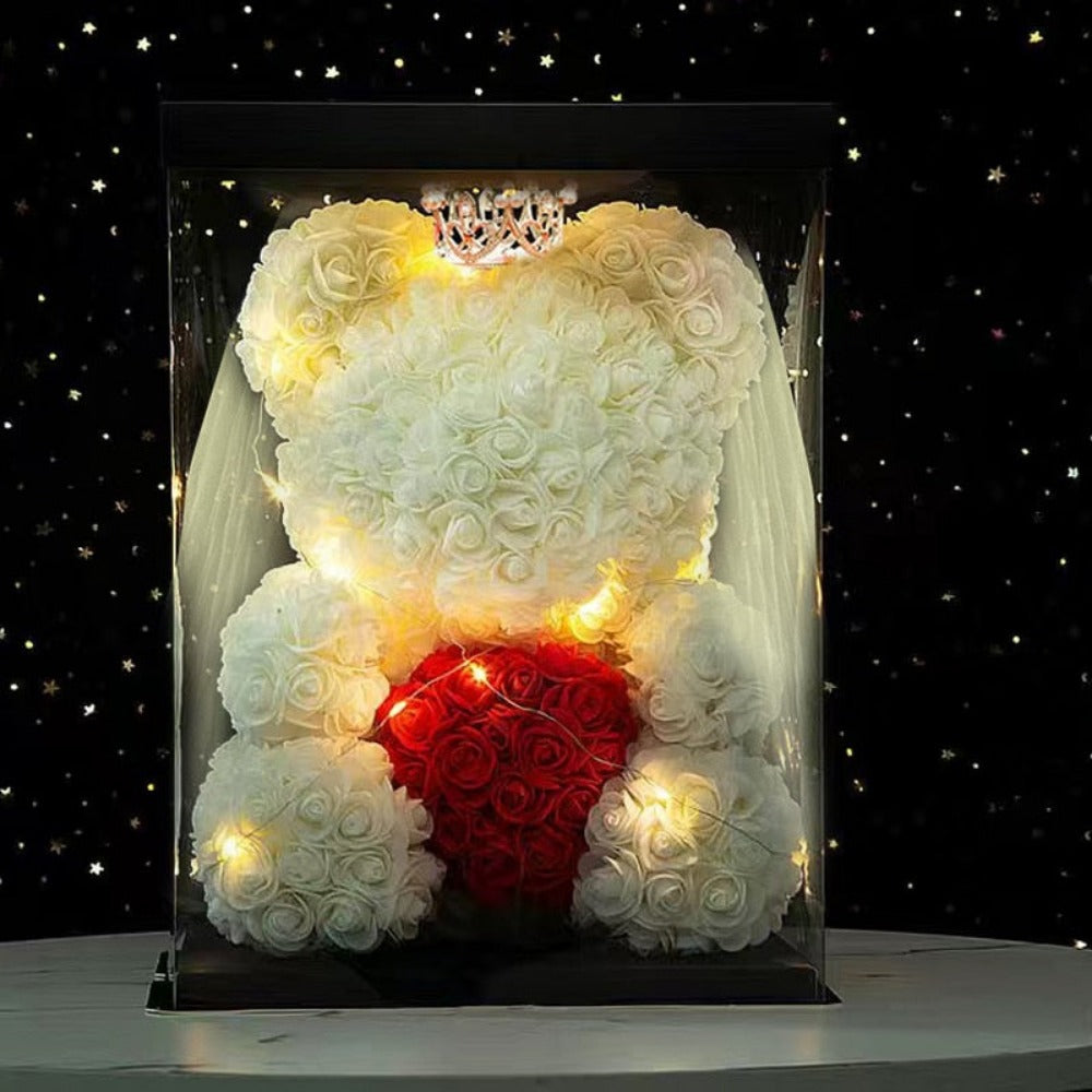 LED Enchanted Rose Wedding Teddy Bear (5 Colors) 25CM - 40CM