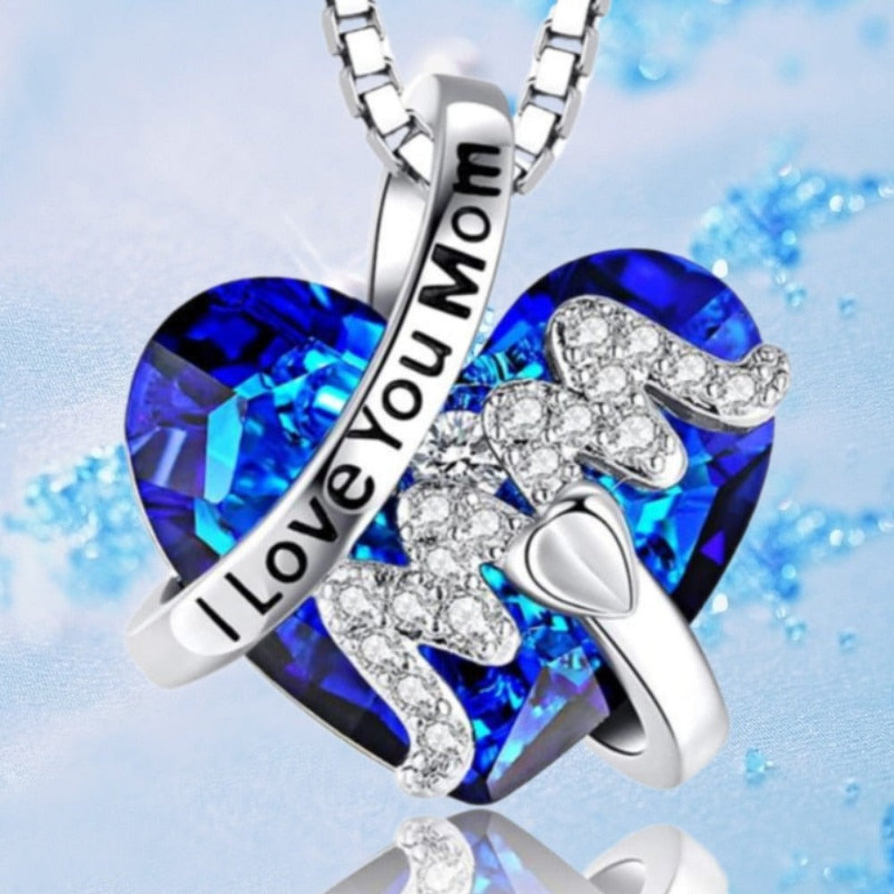 Crystal Heart "I love you Mom" Pendant Necklace (2 Colors)