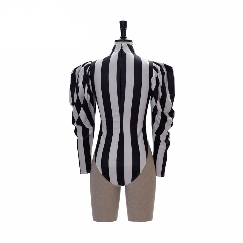 White Stripes Bodysuit Beetlejuice Costume (Size XS-3XL)