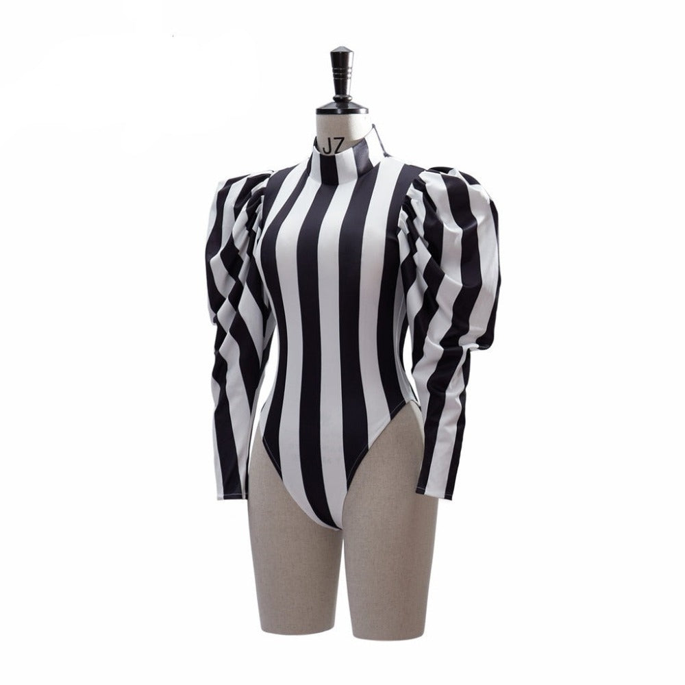 White Stripes Bodysuit Beetlejuice Costume (Size XS-3XL)
