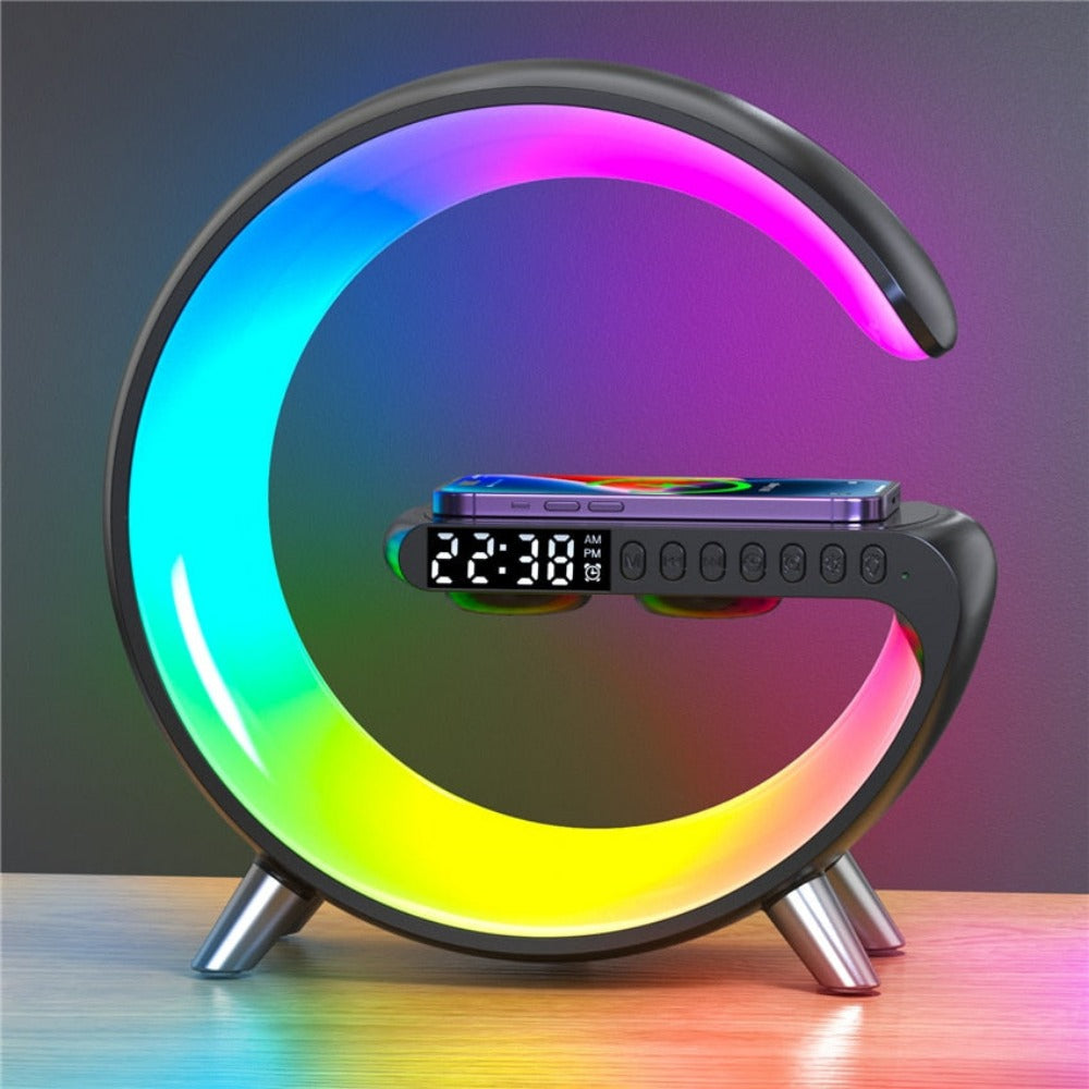 Multifunctional Alarm Clock Lamp Wireless Charger Speaker RGB Light (2 Colors)