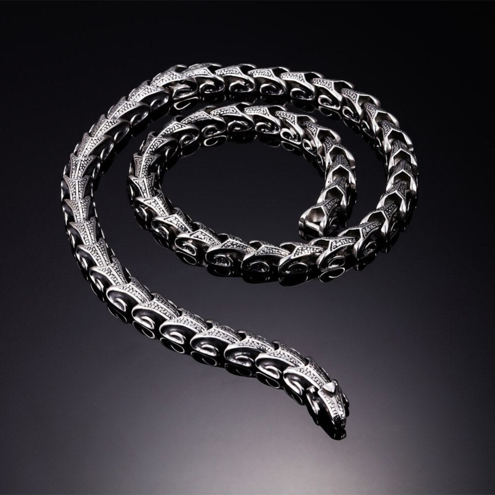 Viking Dragon Chain Bracelet Titanium Necklace (10 Sizes)