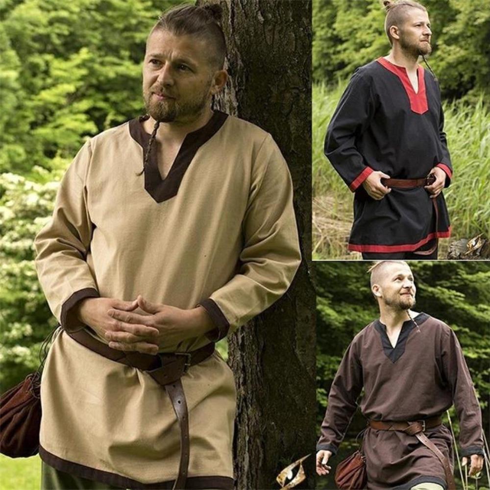 Viking Renaissance Pirate Long Sleeve Shirt (5 Colors) S - 5XL