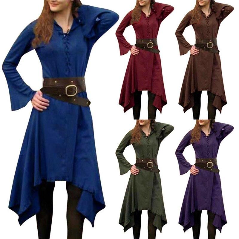Renaissance Medieval Gothic Victorian Long Sleeve Dress (5 Colors) M-4XL