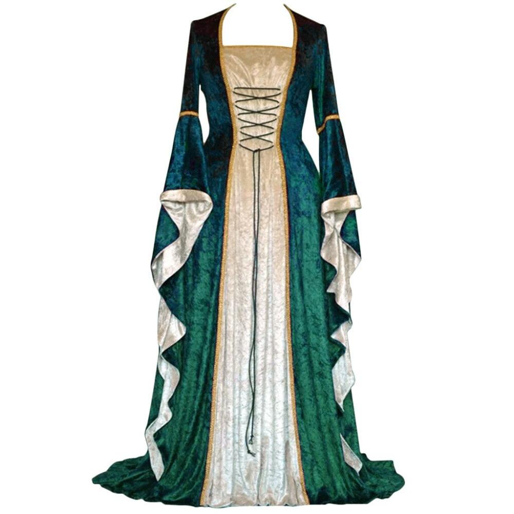 Renaissance Masquerade Retro Princess Dress Elf Costume (5 Colors) S-3XL