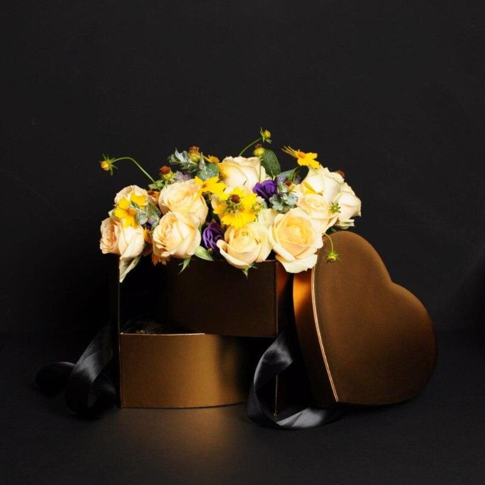Heart Rose Bouquet Double Layer Gift Box Immortal Enchanted Soap Flower (7 Colors)