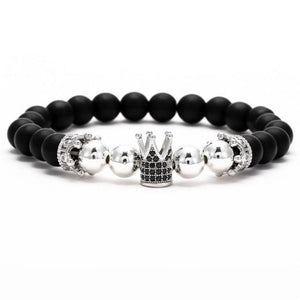 Skull, Knight or Crown King Bling Royal Ice Bead Unisex Bracelet (16 Designs) S-L
