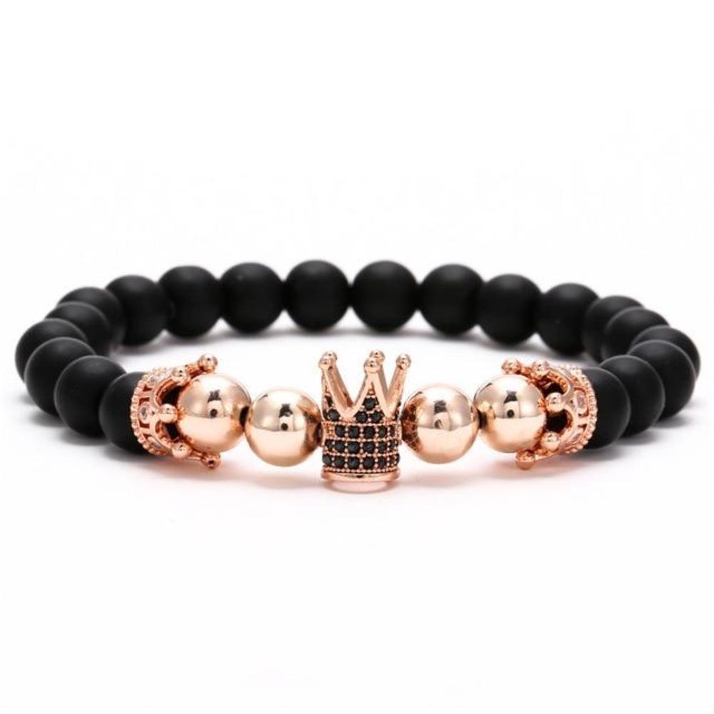 Skull, Knight or Crown King Bling Royal Ice Bead Unisex Bracelet (16 Designs) S-L