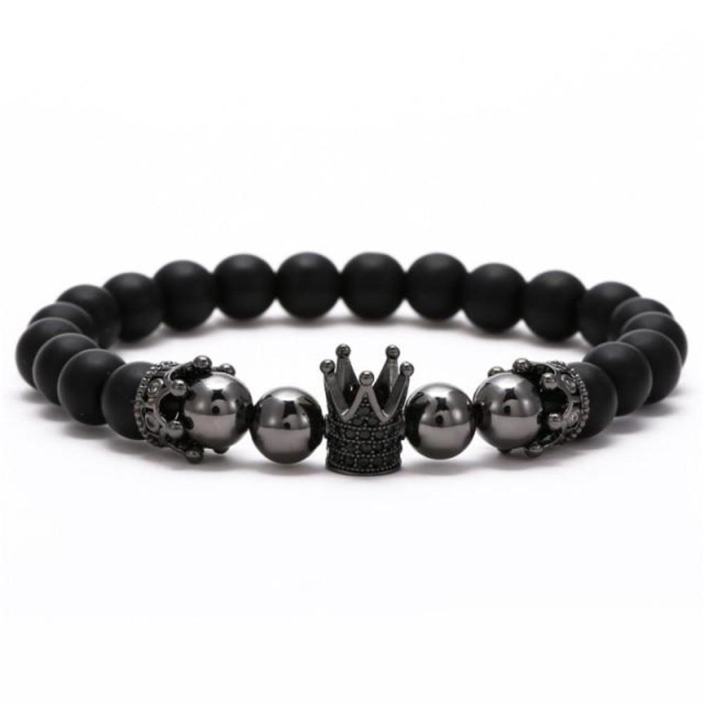 Skull, Knight or Crown King Bling Royal Ice Bead Unisex Bracelet (16 Designs) S-L