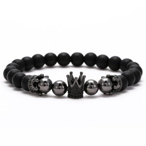 Skull, Knight or Crown King Bling Royal Ice Bead Unisex Bracelet (16 Designs) S-L