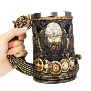 Viking Drakkar Tankard Nordic God Odin Coffee Beer Mug