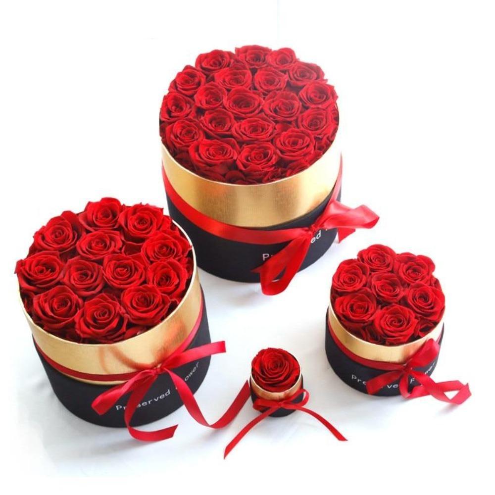 Luxurious Immortal Enchanted Preserved Rose In Round Gift Box (4 Sizes) 7 Colors