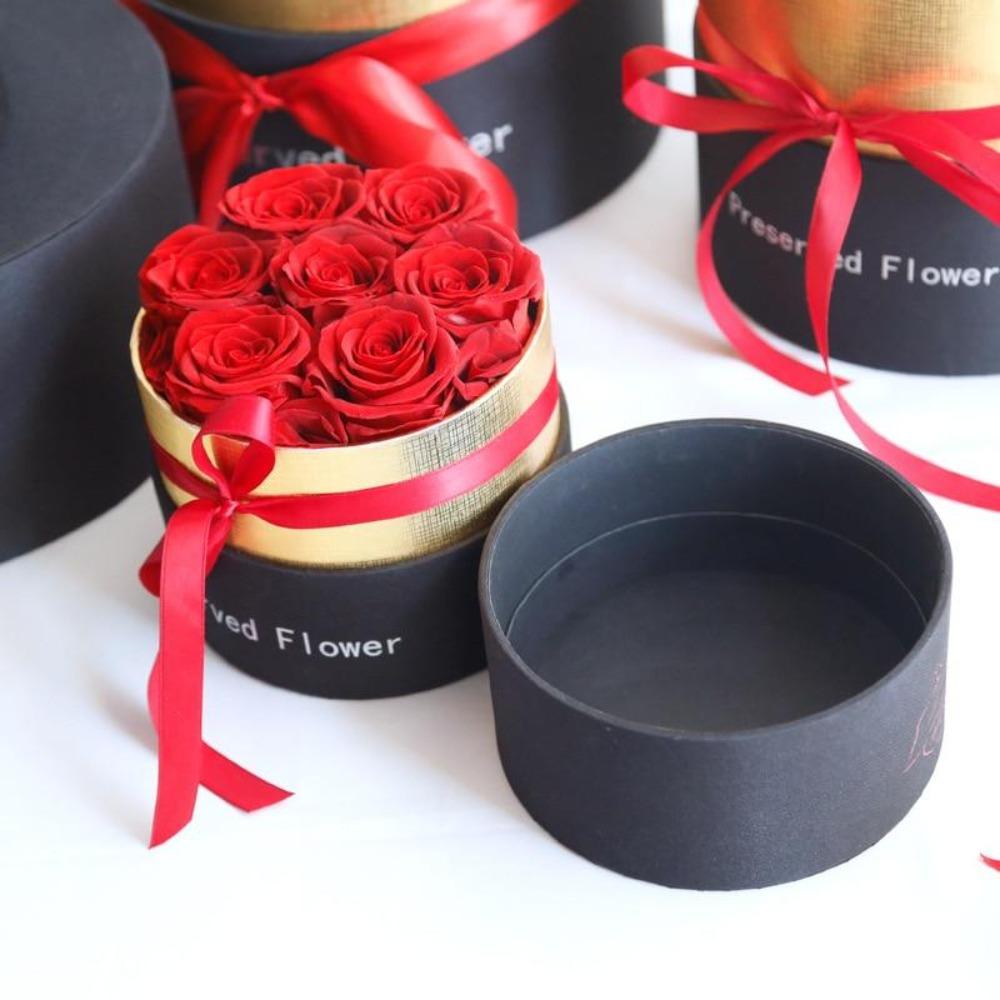 Luxurious Immortal Enchanted Preserved Rose In Round Gift Box (4 Sizes) 7 Colors