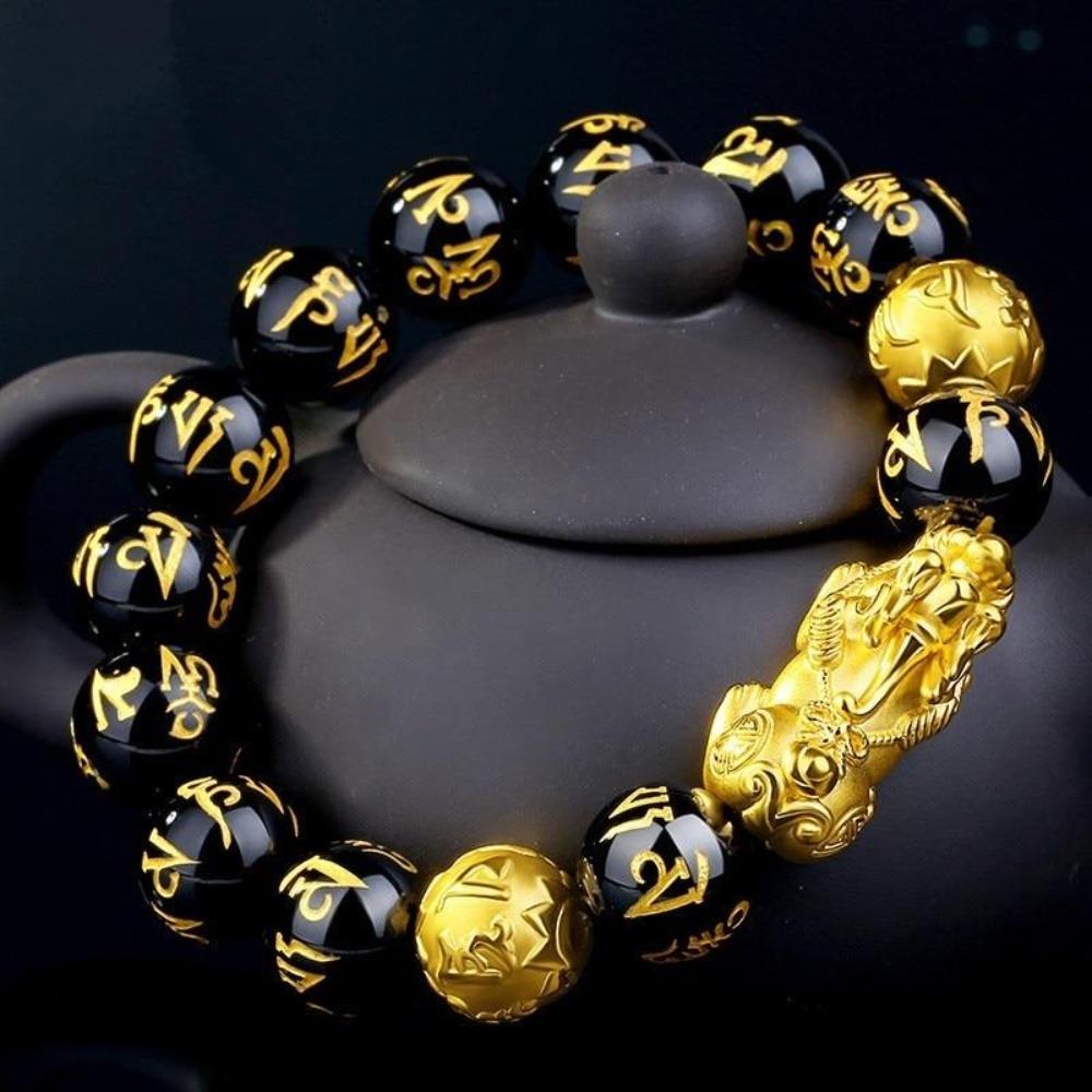 2 Pcs Pixiu Feng Shui Black Obsidian Wealth Bracelet (7 Styles & 3 Sizes)