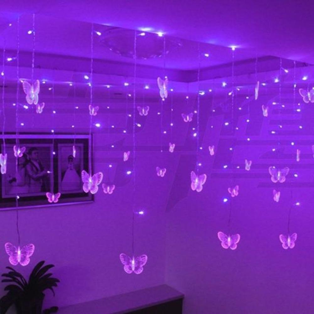 Butterfly Icicle Garland String Lights (6 Colors) 150 or 300cm US Plug
