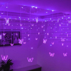Butterfly Icicle Garland String Lights (6 Colors) 150 or 300cm US Plug