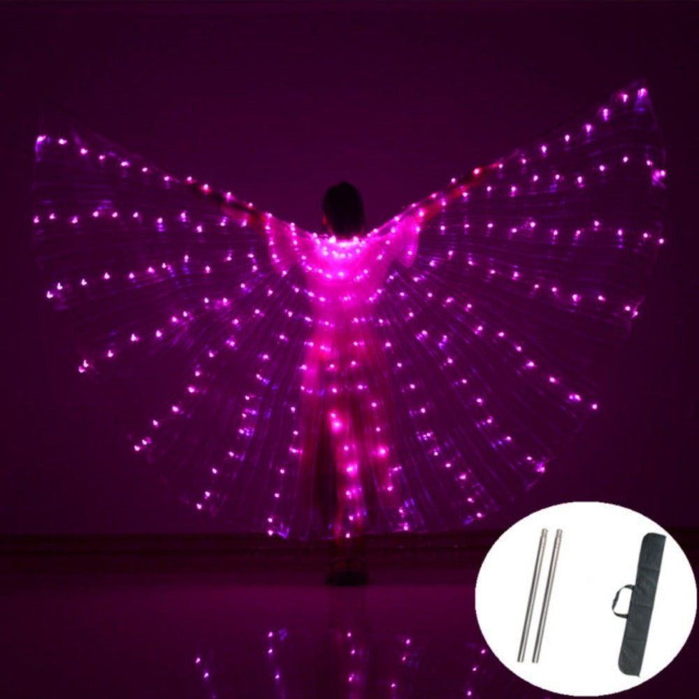 Belly Dance LED Wings Children Performance Fluorescent Butterfly Isis Wings Belly Dancing Bellydance Carnival Led Costumes Shows Best Gift Shoppers Red Green Orange Blue multiple colors