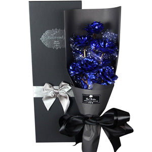 24k Galaxy Foil Rose Bouquet 6 Flower Arrangement (5 Colors) w/Gift Box