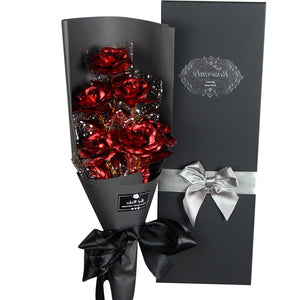 24k Galaxy Foil Rose Bouquet 6 Flower Arrangement (5 Colors) w/Gift Box