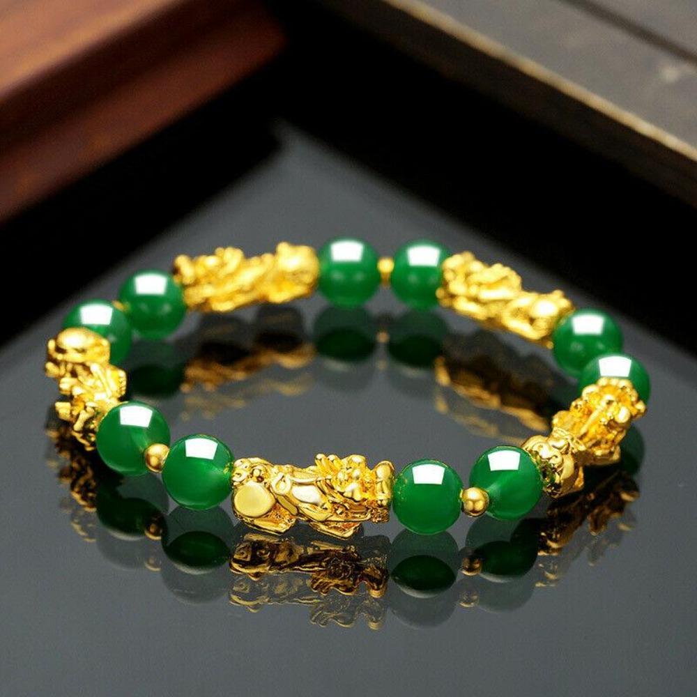 Pixiu Feng Shui Green Ruby Red Good Luck Wealth Bead Bracelet Charm (3 Colors)