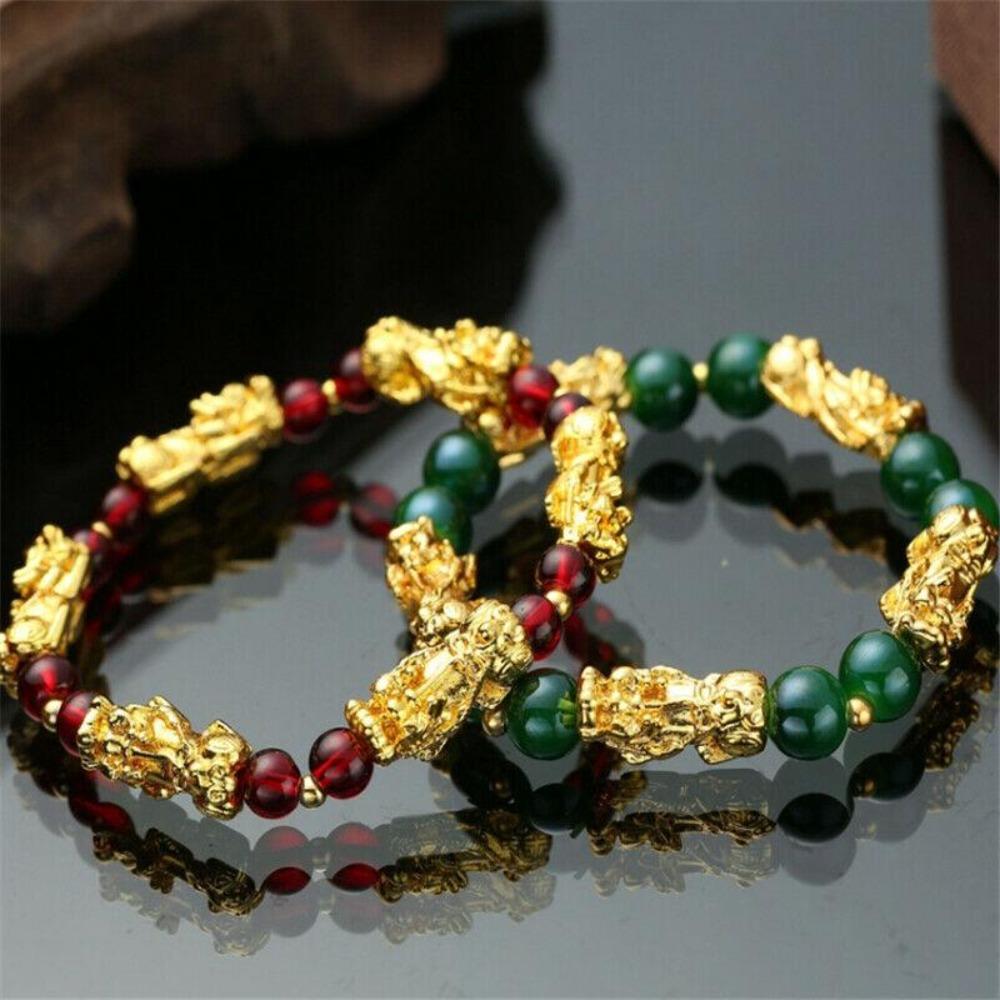 Pixiu Feng Shui Green Ruby Red Good Luck Wealth Bead Bracelet Charm (3 Colors)
