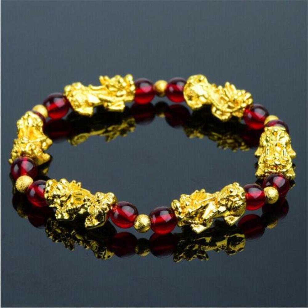 Pixiu Feng Shui Green Ruby Red Good Luck Wealth Bead Bracelet Charm (3 Colors)