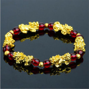 Pixiu Feng Shui Green Ruby Red Good Luck Wealth Bead Bracelet Charm (3 Colors)
