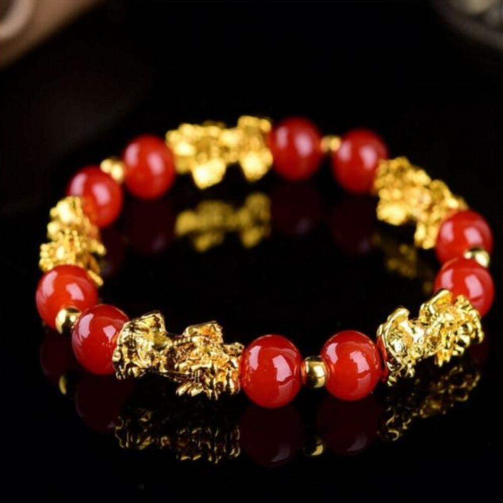 Pixiu Feng Shui Green Ruby Red Good Luck Wealth Bead Bracelet Charm (3 Colors)